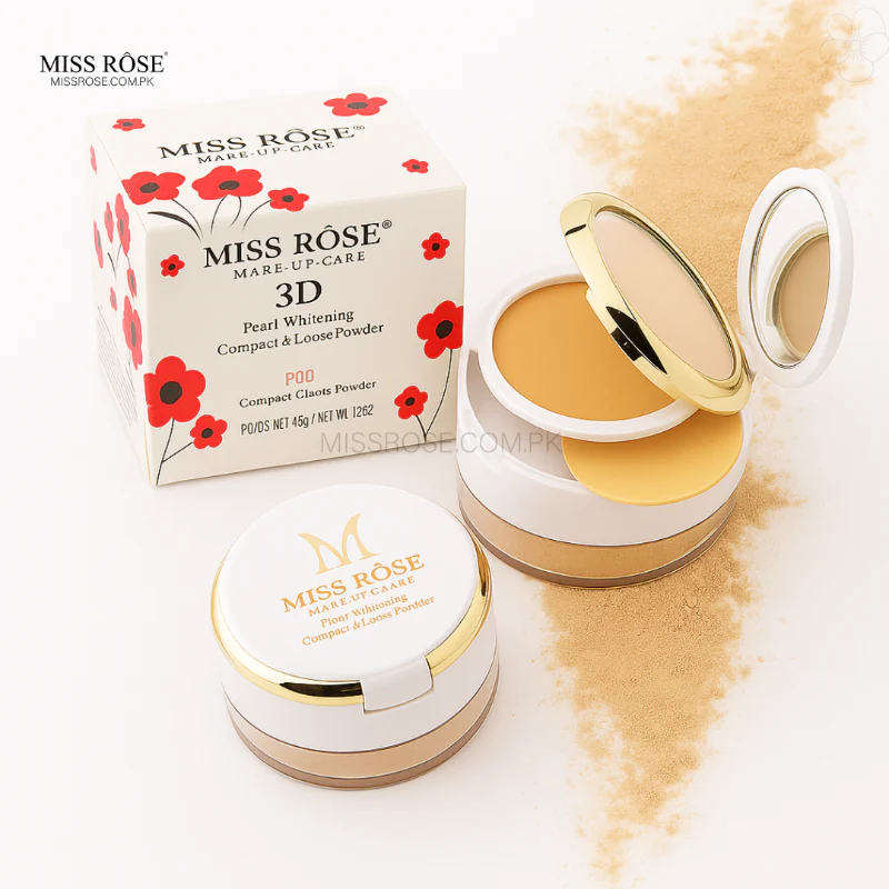 Miss Rose 3D Pearl Whitening Compact Powder & Loose Powder - Image 3